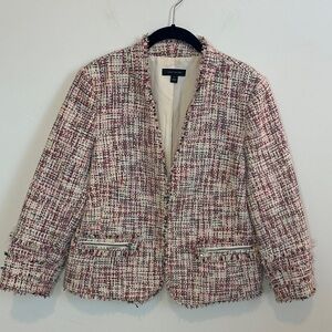 Ann Taylor Ribbon Tweed Lady Jacket  - Pink, Cream, Black and Lime Size 12